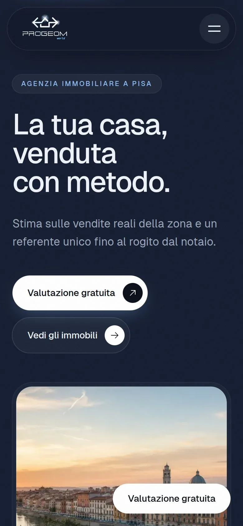 La home del sito Progeom su telefono